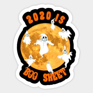 2020 is Boo Sheet white Ghost Wear Mask Halloween Sticker